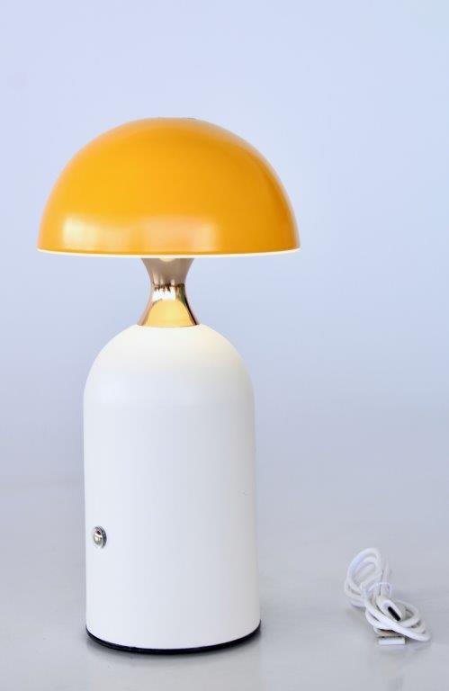 Led White Lamp Base With Yellow Dome Shade